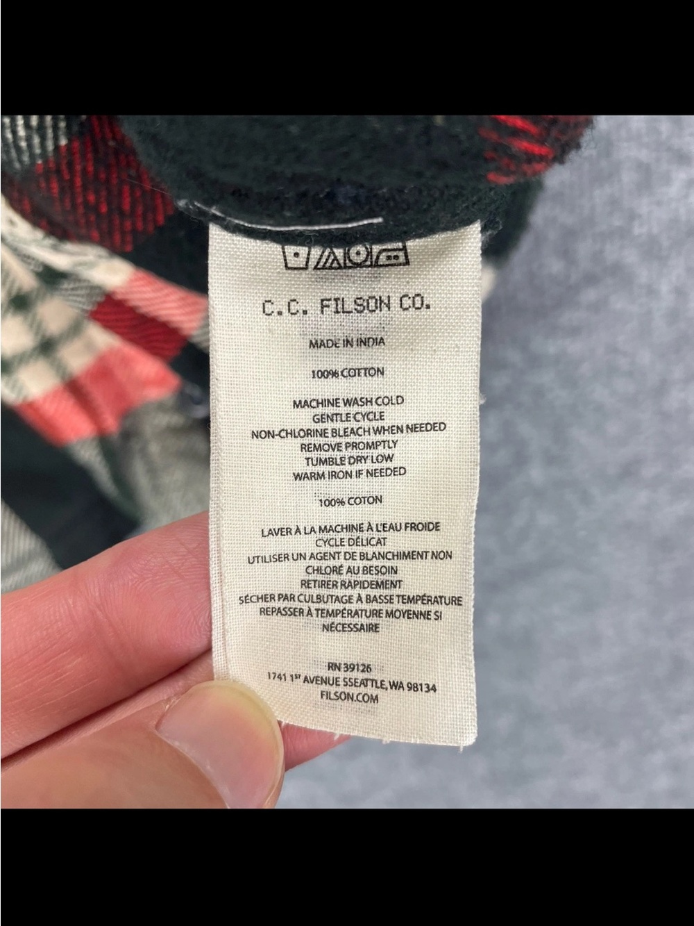 Filson Womens XXL Flannel Shirt Jacket Plaid Button Up Tartan Red Cotton Shacket - Picture 11 of 12